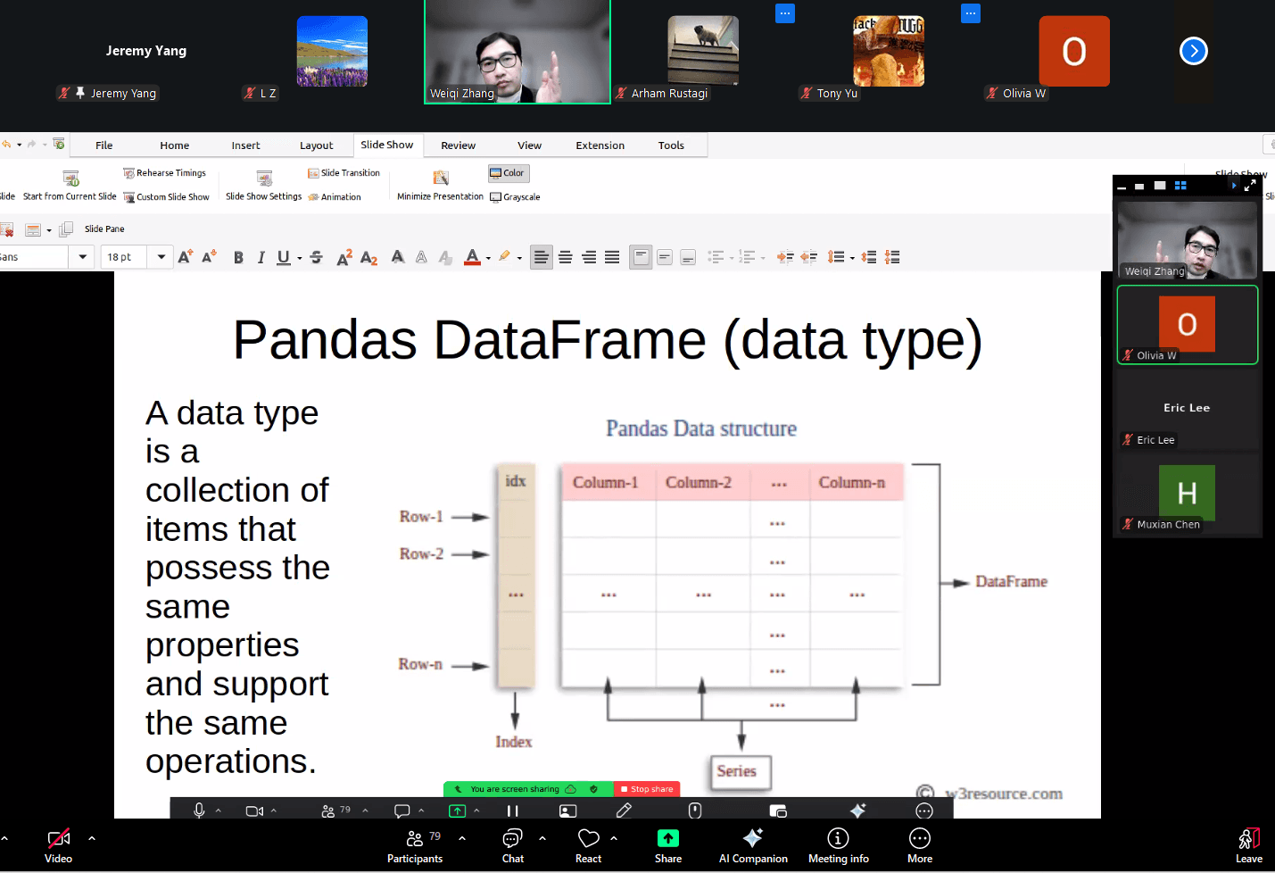 Students participating in a live online data-science lesson